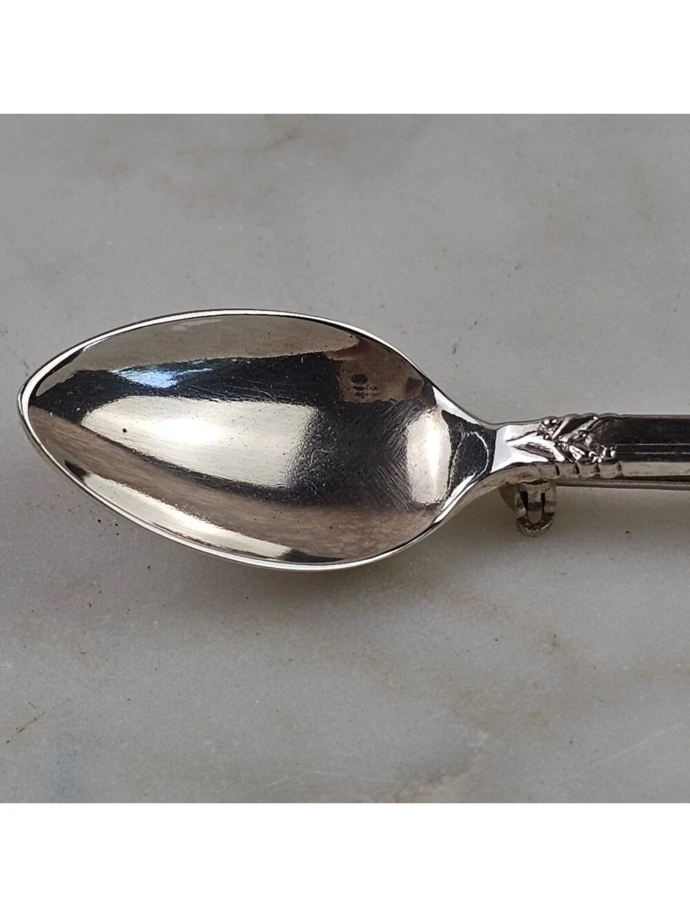Oneida Damask Rose Sterling Silver Spoon Brooch Pin Vintage 2.5